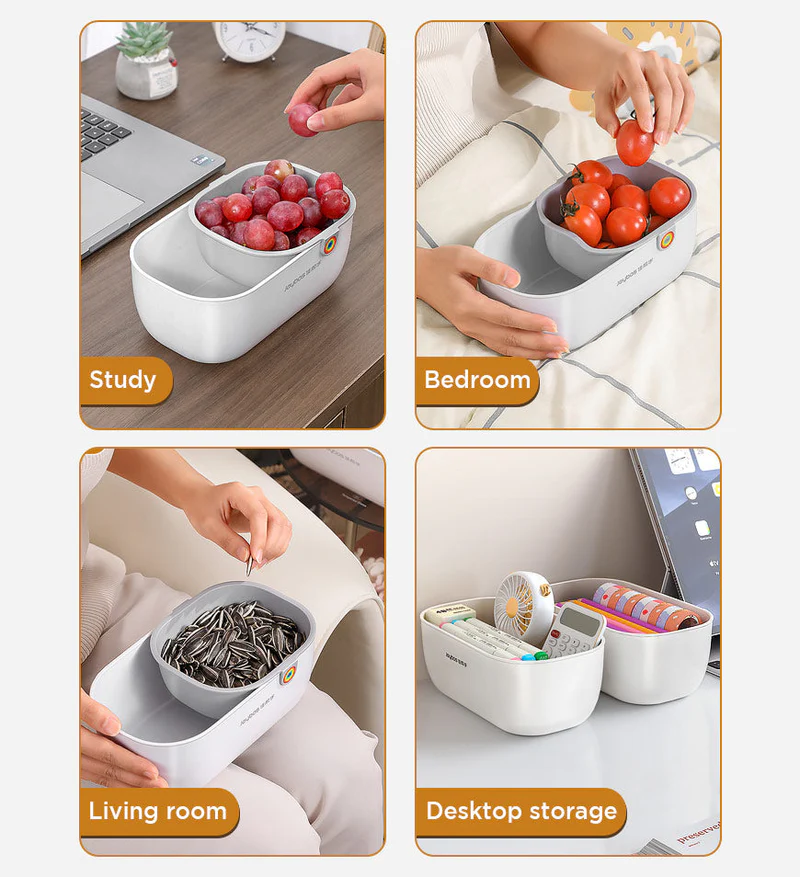 Joybos Lazy Melon Seed Snack Boîte de rangement de fruits Double couche épais Panier de rangement de salon Plateau de vidange domestique