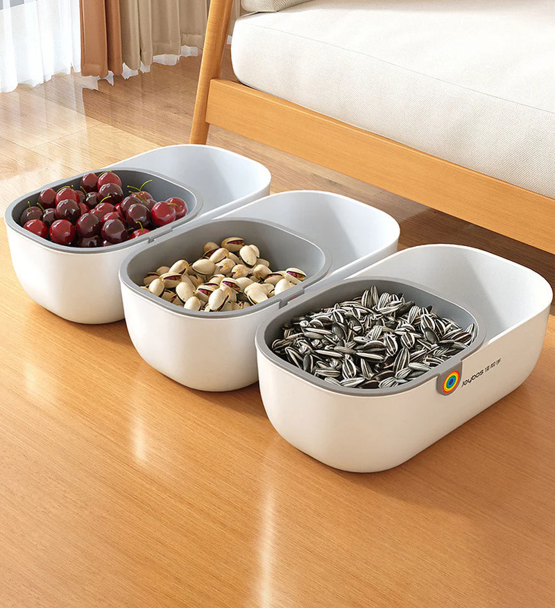 Joybos Lazy Melon Seed Snack Boîte de rangement de fruits Double couche épais Panier de rangement de salon Plateau de vidange domestique