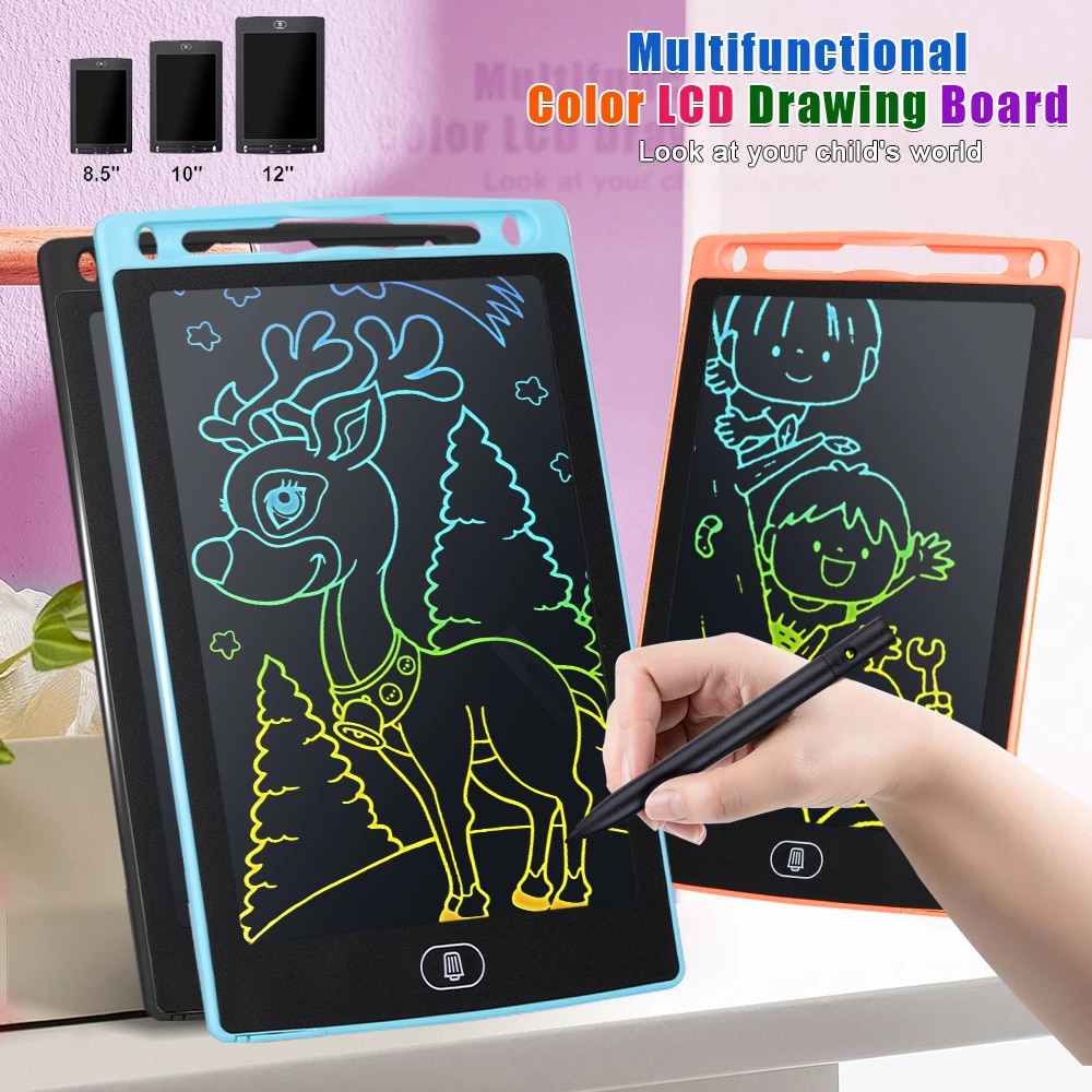 Tablette De Dessin LED Enfant - 30x20 Cm - Avec Support Et 7 Surligneurs - Effaçable - Cadeau Créatif