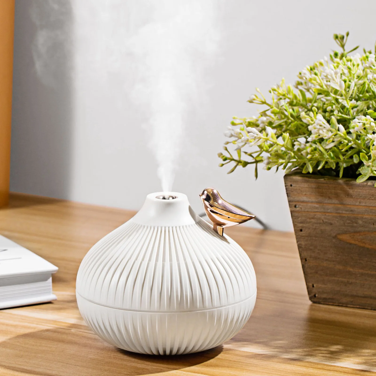 300ml USB Ultrasonic Cool Mist Maker Onion Humidifier with Warm LED