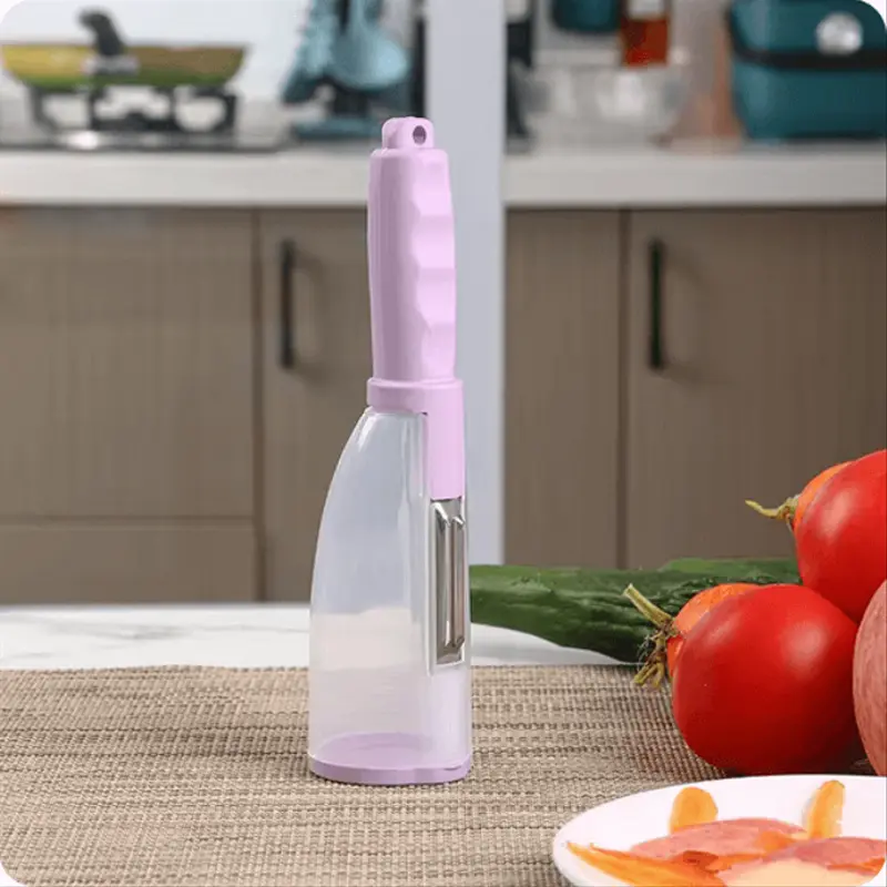 مقشر خضار وفواكه 2 في 1 مع صندوق تخزين - بنفسجي