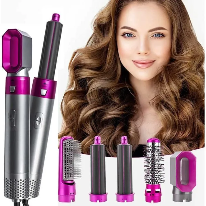 Brosse 5 en 1 à air chaud Sèche-cheveux Boucleur Lisseur