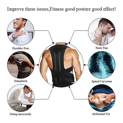 Ceinture Correcteur De Posture Dos Unisexe - Noir