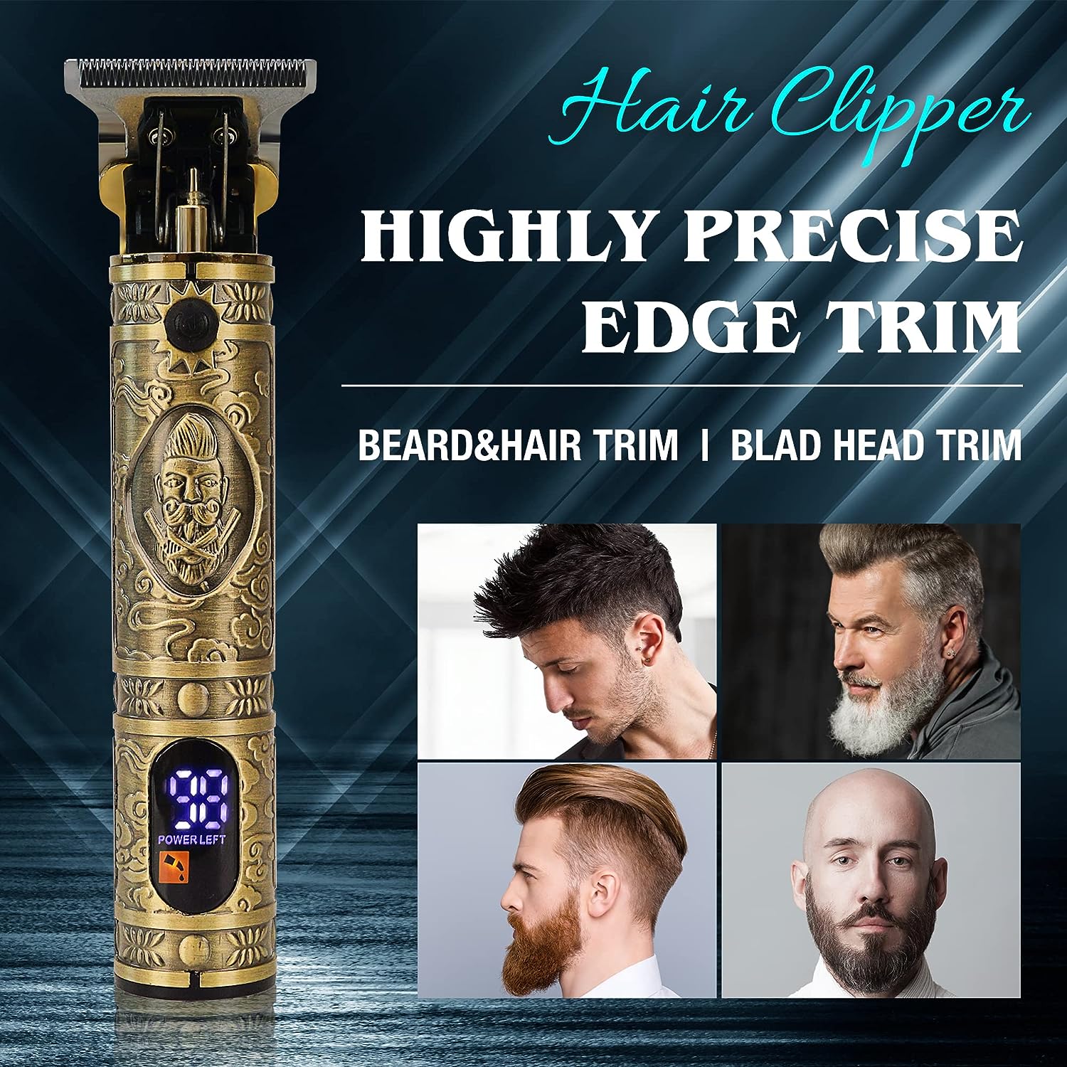 Tondeuse à cheveux à barbe avec batterie - Affichage LCD