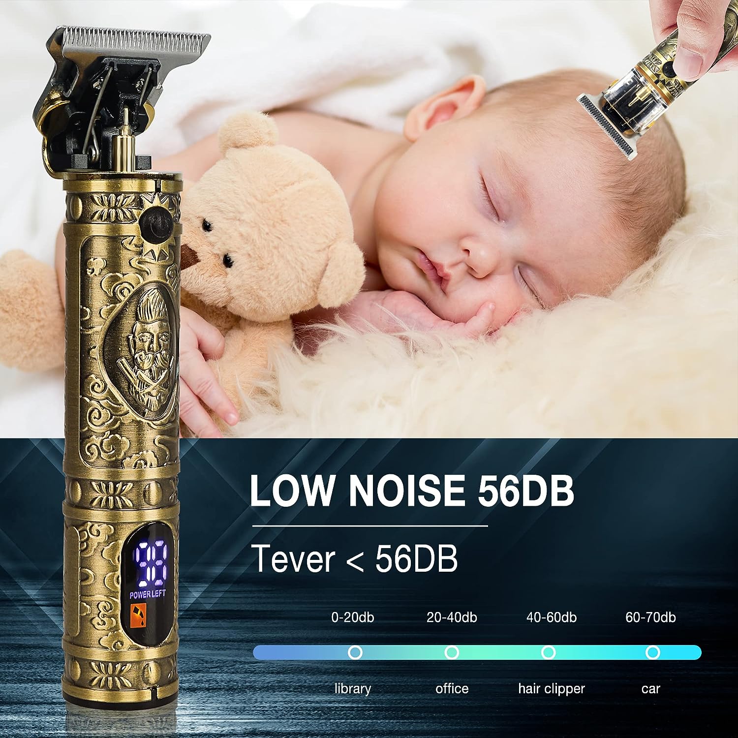 Tondeuse à cheveux à barbe avec batterie - Affichage LCD