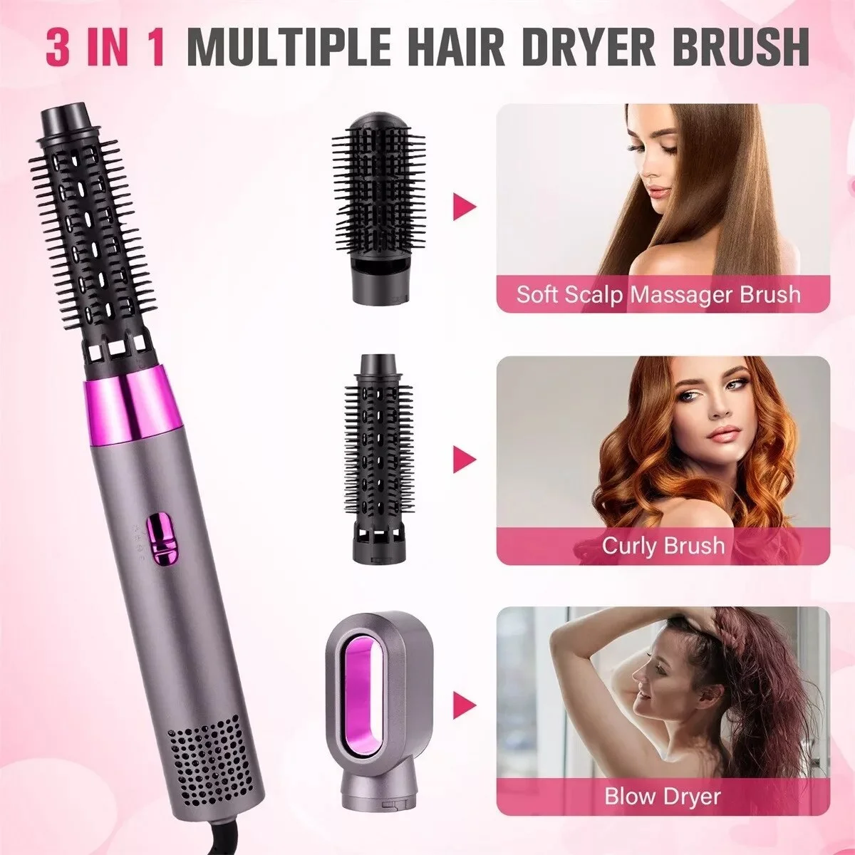 3 in 1 Professional Hair Dryer Brush Multifunctional Hot Air Brush