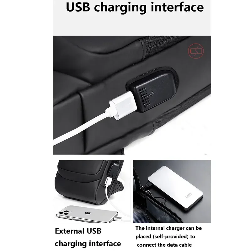 Men's Multifunction Anti-theft USB Shoulder Bag Man Crossbody