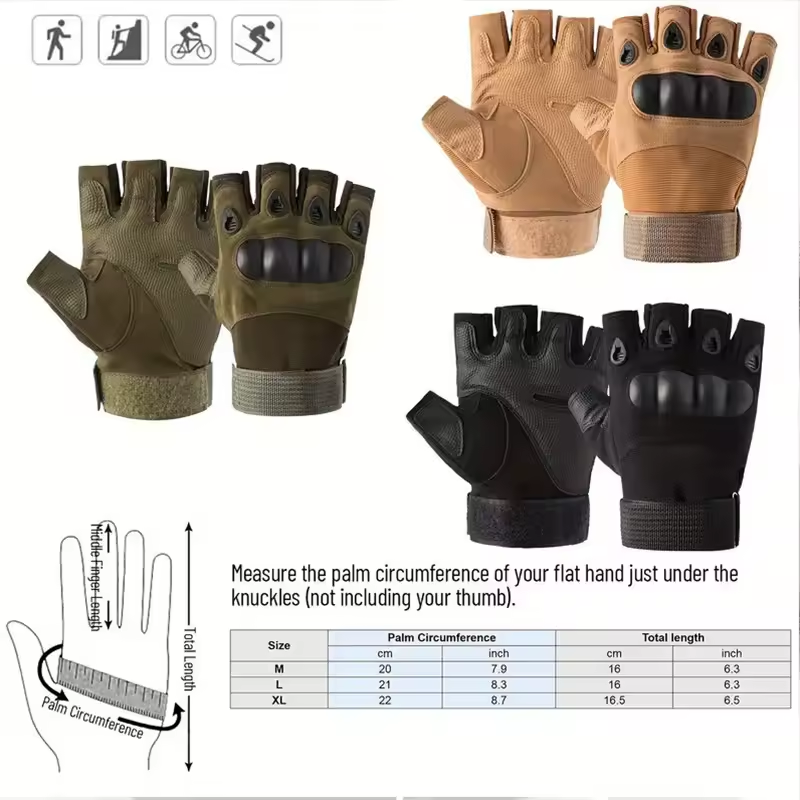 Paire de gants tactiques sans doigts pour hommes