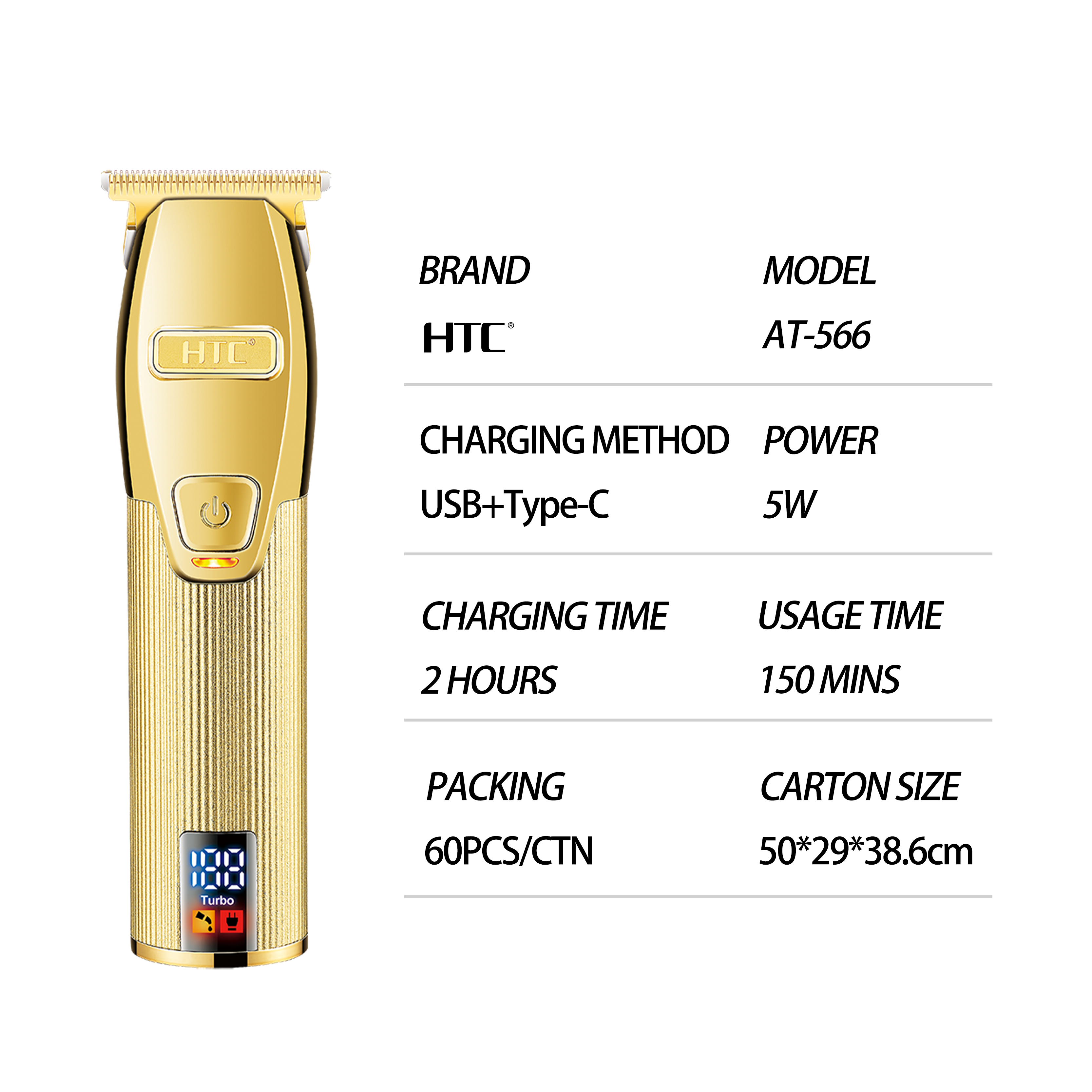 HTC AT-566 Tondeuse à cheveux pour hommes