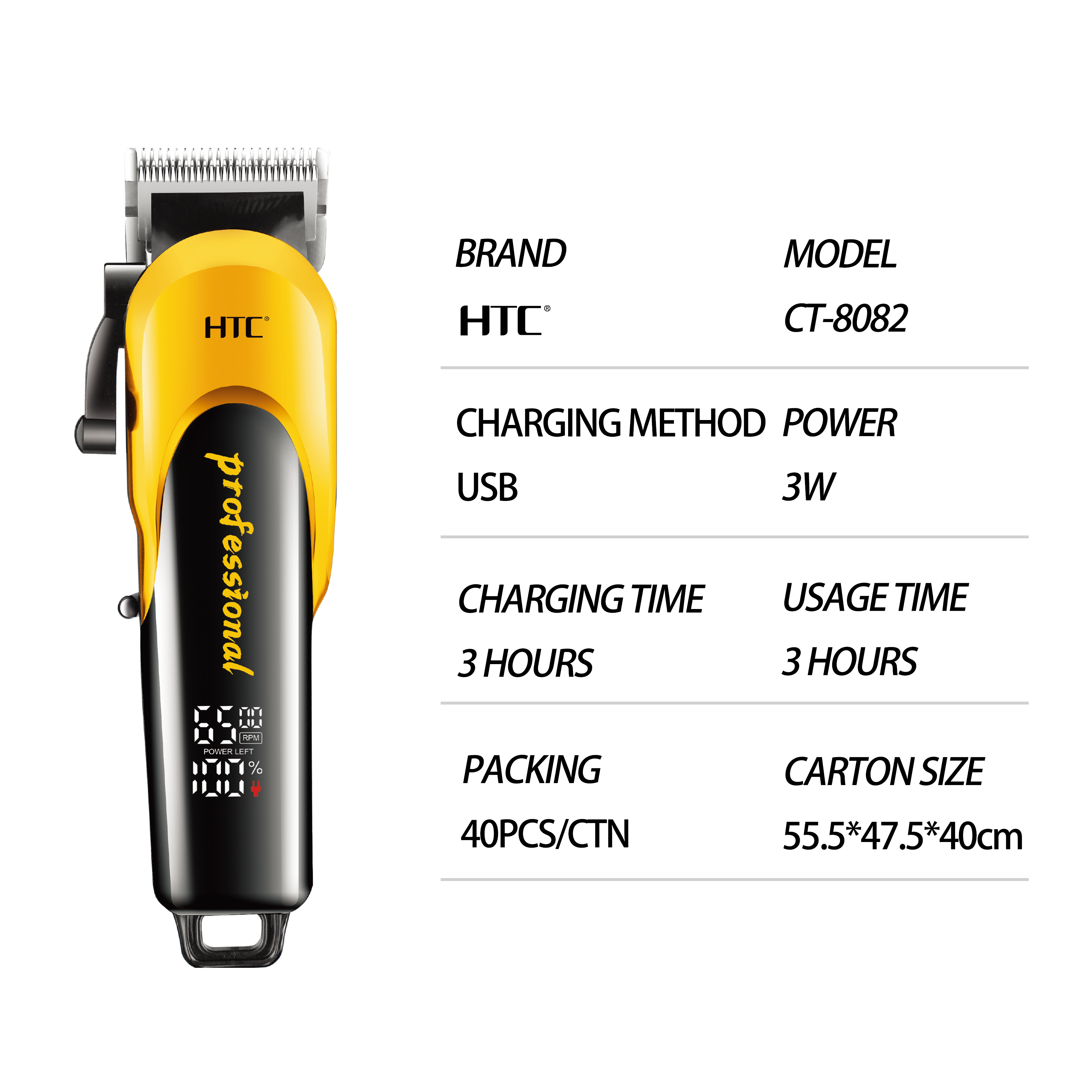 Tondeuse à Cheveux de Luxe HTC CT-8082