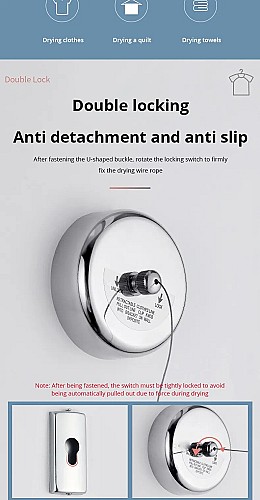 Wall-mounted Clothes Line Windproof 2.8m Adjustable Strength