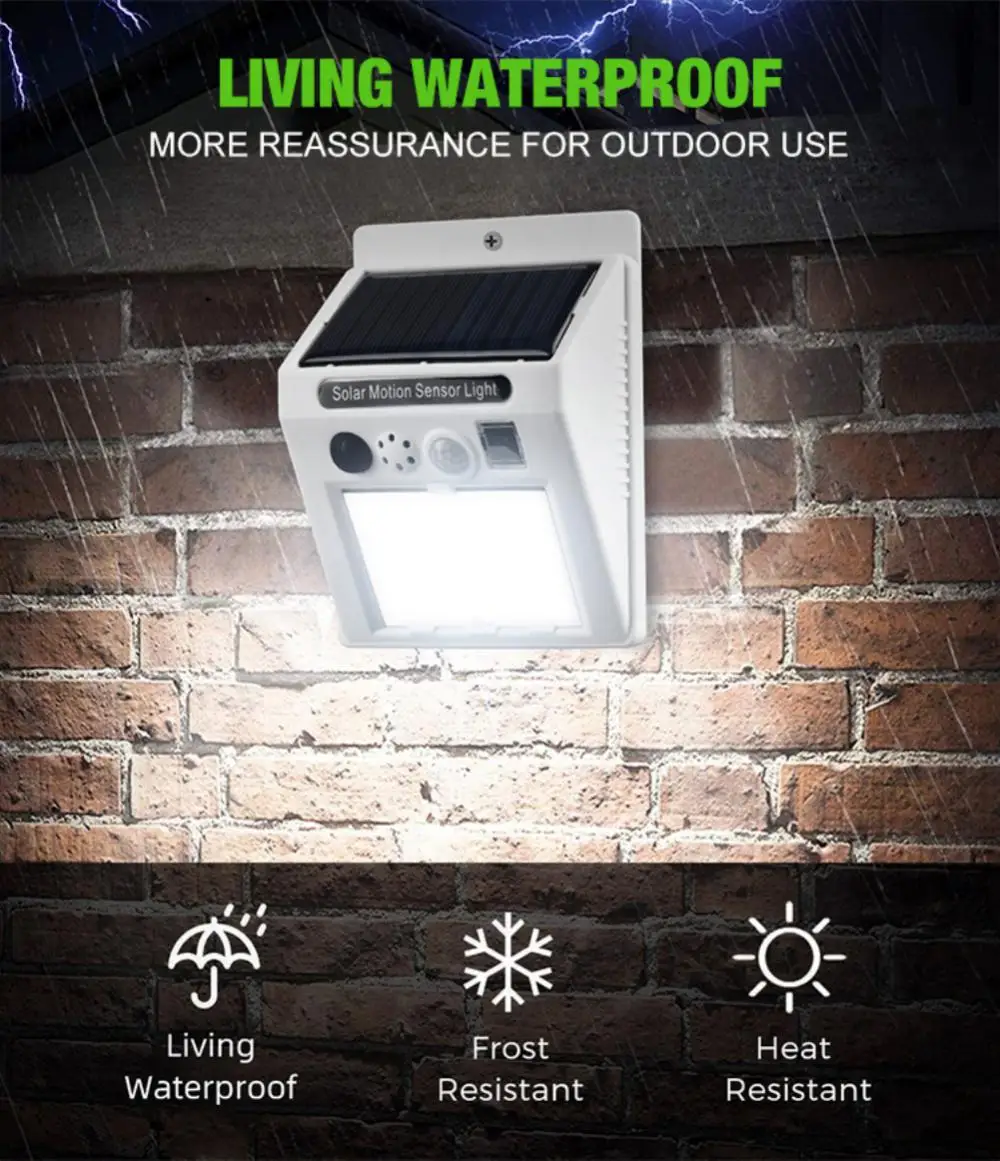 Alarm Lamp 30LED Solar Light Remote Control Body Motion Sensor