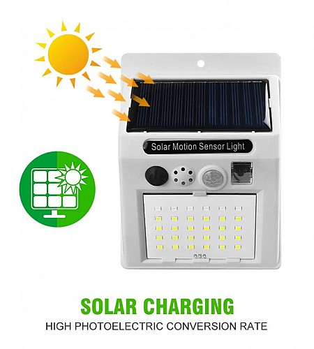 Alarm Lamp 30LED Solar Light Remote Control Body Motion Sensor