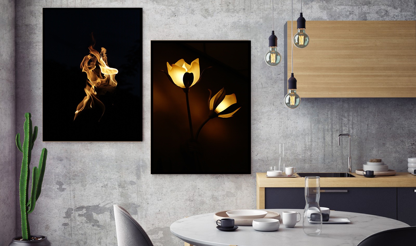 Pack 2 Tableaux dart The light - Bois MDF - 60x40 cm