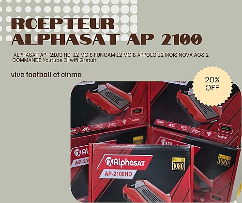 Récepteur Alphasat Ap-2100hd + Avec 2 Commandes +3ans abonnements