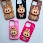 Coque en silicone souple avec support pour iPhone 11, 12, 13, 14, 15, 16 Pro Max - noir