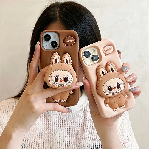 Coque en silicone souple avec support pour iPhone 11, 12, 13, 14, 15, 16 Pro Max