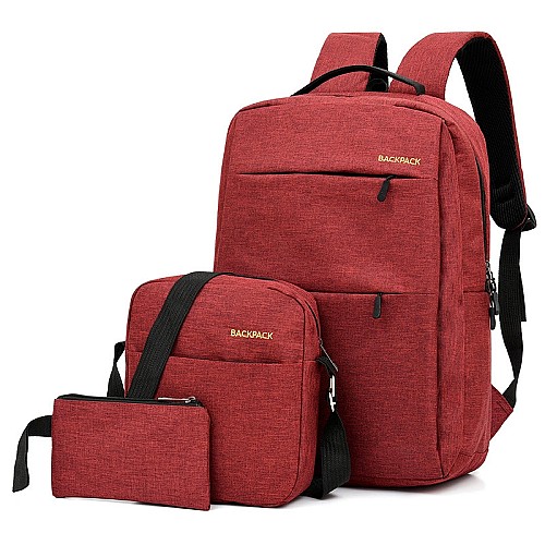 Set 3 pcs Sac a dos + USB laptop Backpack