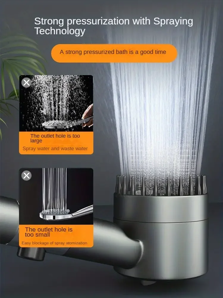 Turbocharged Shower Head With 3 Modes And Massage Filter+tuyau