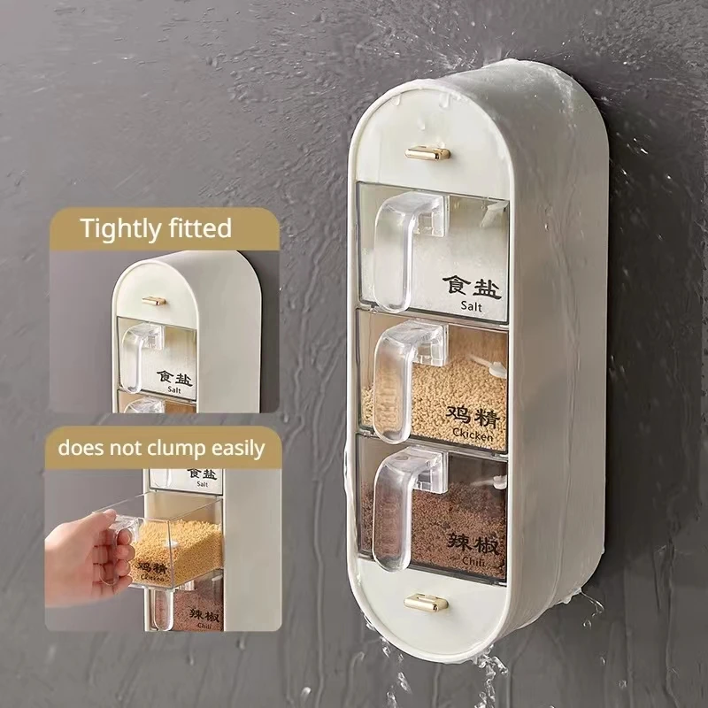 Wall Mounted Spice Organizer Seasoning Box kitchen Tool