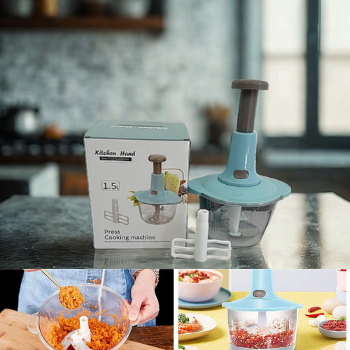 hachoir à poussoir pratique à 3 lames de 0,7 litre