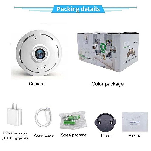Caméra Panoramique WiFi 3MP 360°  V380 pro