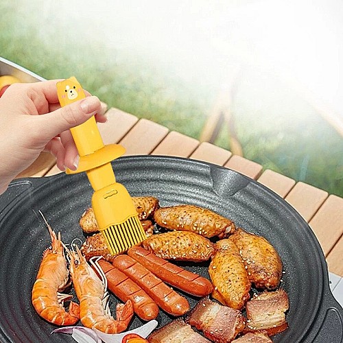 Cartoon Bear Brush Cover Integrated Oil Bottle Kitchen High Temperature