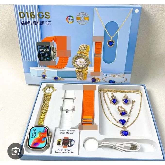 Coffret Montre Connectée D16 GS & Bijoux Femme - Élégance & Technologie