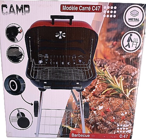 Barbecue au charbon avec Couvercle Carré 47*68cm