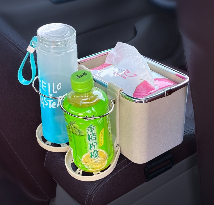 Boîte de Rangement pour Accoudoir de Voiture + Distributeur de Mouchoirs