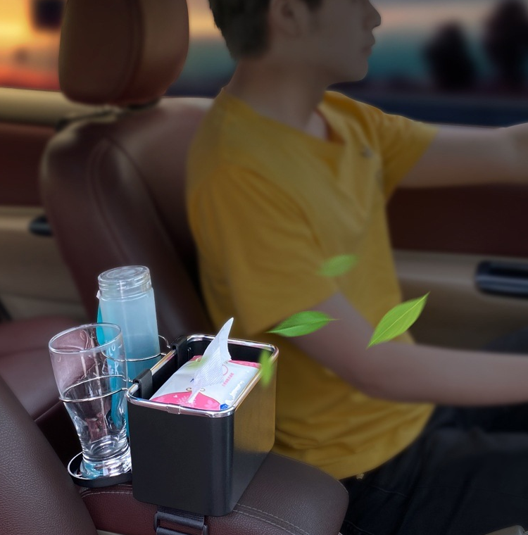 Boîte de Rangement pour Accoudoir de Voiture + Distributeur de Mouchoirs