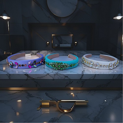 Pack de 3 Serre-têtes baroques de luxe en cristal