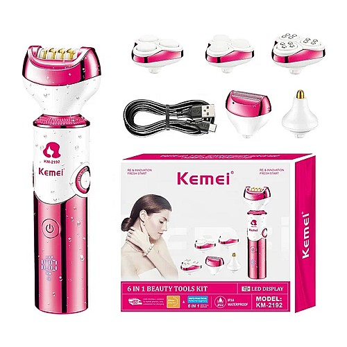 Épilateur électrique rechargeable 6 en 1 pour femme - Kemei - KM-2192
