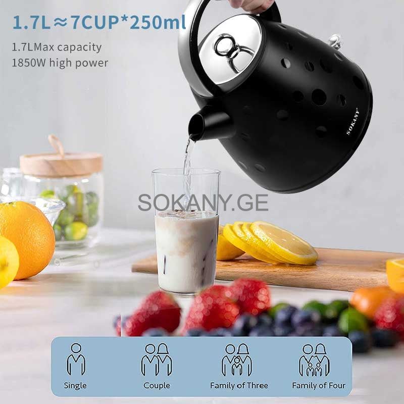 Bouilloire électrique Sokany sk-1033 - 1.7L - 360° - Noir