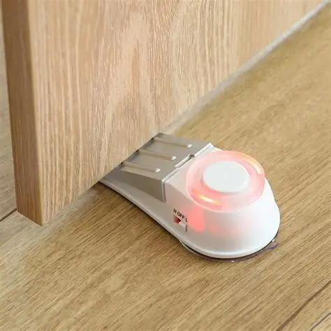 Door Stop Alarm - With Battery, Doorstop Safety Tools for Home - Black