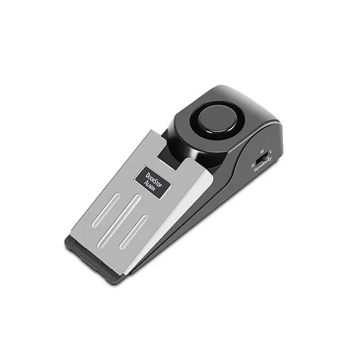 Door Stop Alarm - With Battery, Doorstop Safety Tools for Home - Black