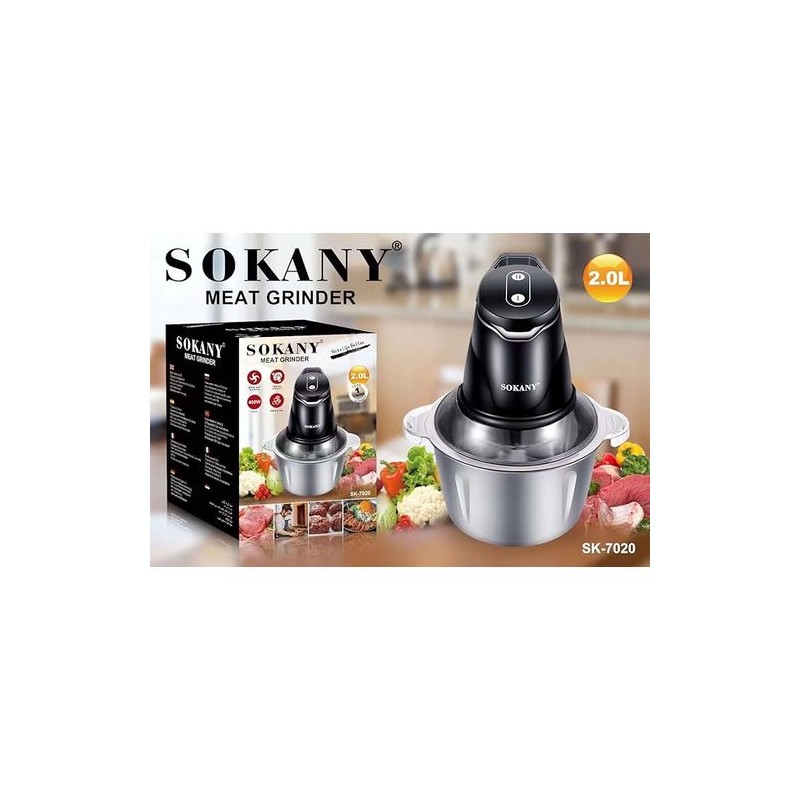 Hachoir électrique SOKANY en verre 2 Litre 400 watt SK-7020