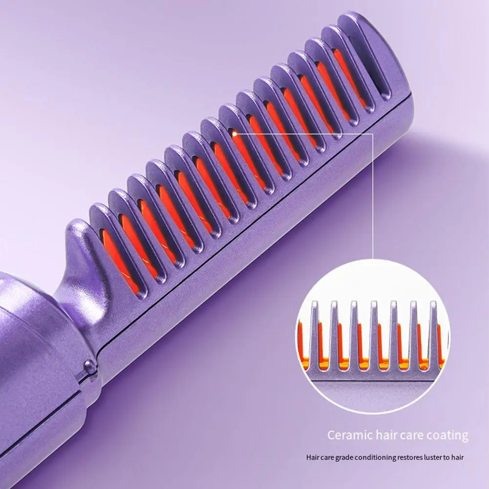 2 In 1 Lazy Wireless Hair Hot Comb Portable Mini USB