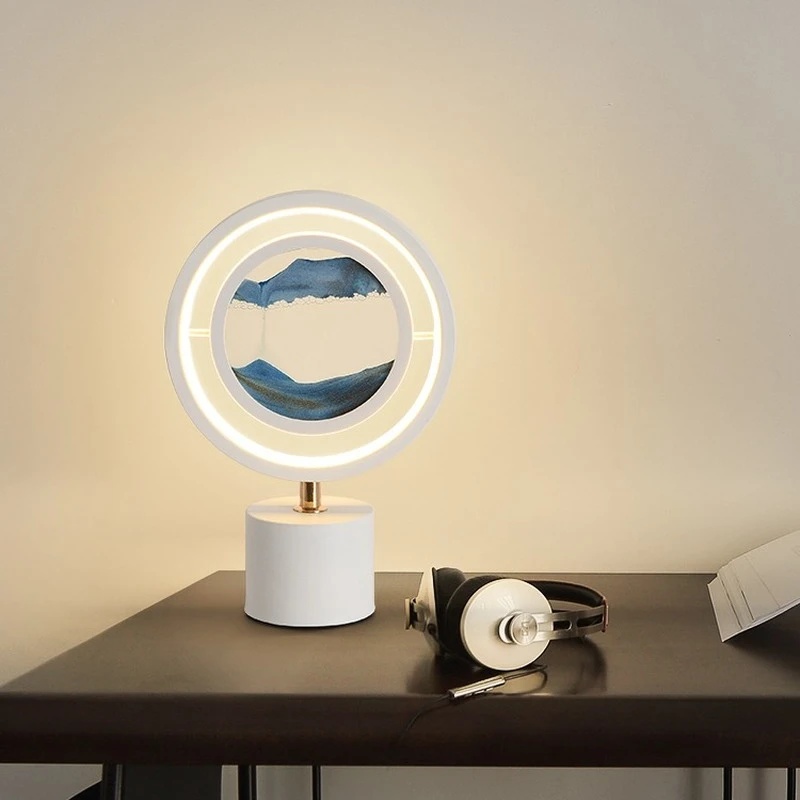 Movediza sand art LED table lamp, 220V, marble, bedroom, mobile sand night light