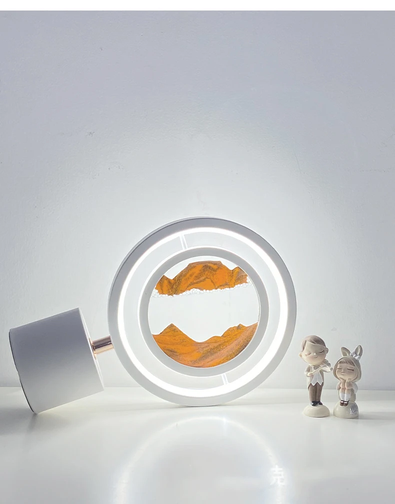 Movediza sand art LED table lamp, 220V, marble, bedroom, mobile sand night light