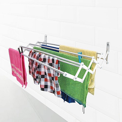 Sèche Linge Mural Extensible 100% Aluminium 80 X 12 cm