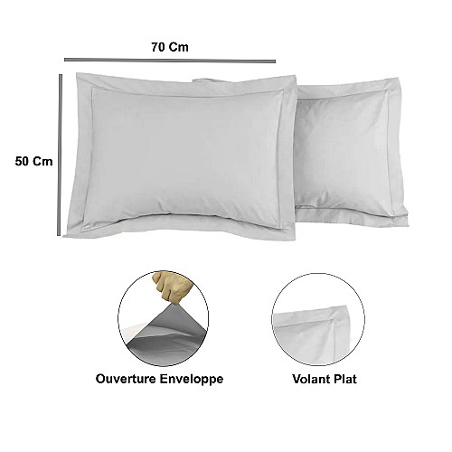 Lot de 2 taies d'oreiller en polycoton