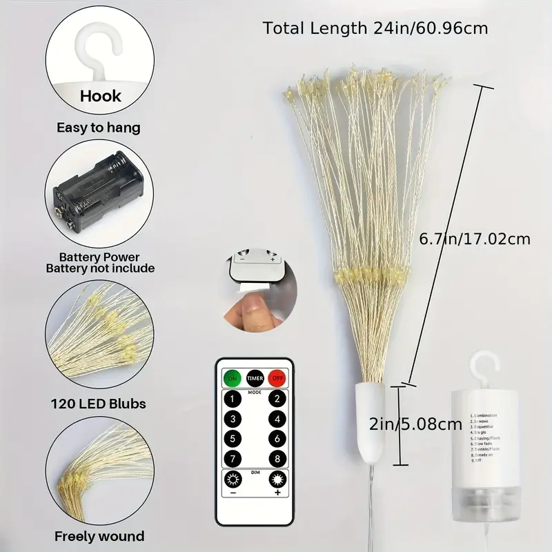 Guirlande LED Feux d'artifice lumineuse avec télécommande