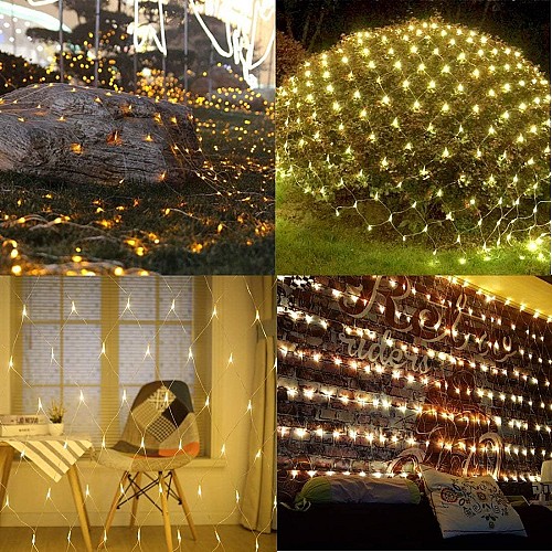 Guirlande Clôture Lumineuse - Grillage led jaune WW