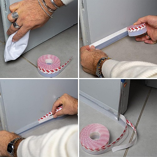 Bas de porte avec adhésif 3M - Bourrelet Transparent 6mx53mm