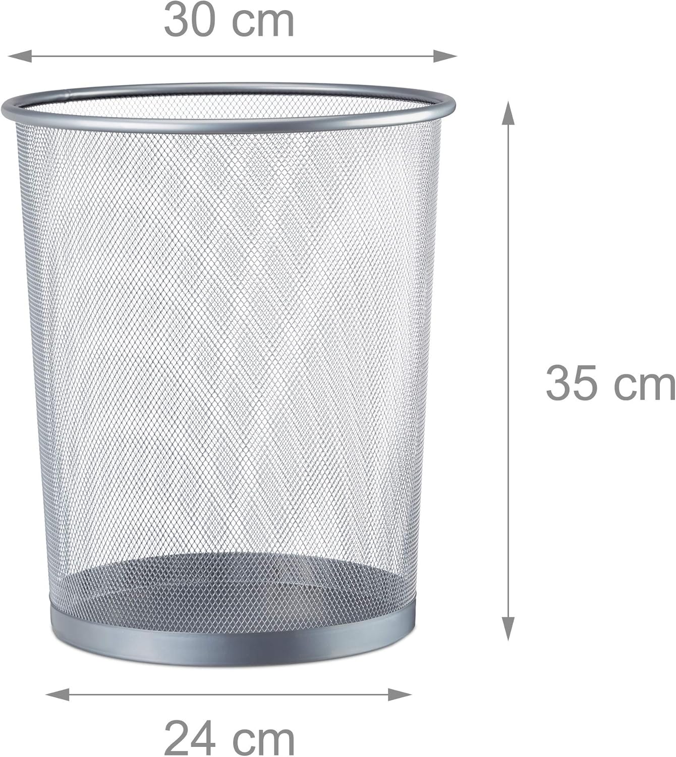 Corbeille à Papier Métallique Grise pour Bureau