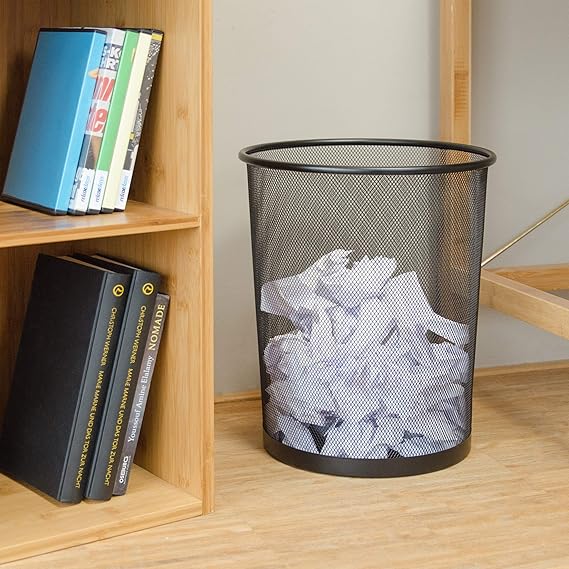 Corbeille Métallique, Poubelle de Bureau à Papier NOIR