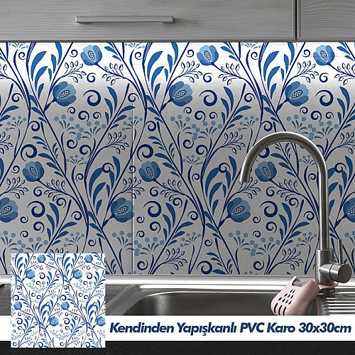 BOSS TAPE Carreau PVC Traditionnel Bleu 30cmx30cm