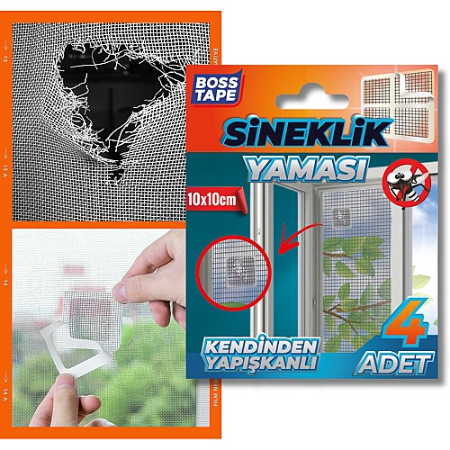 BOSS TAPE Kit de Réparation pour Moustiquaire - Patch Autocollant, Réparation de Trous et Déchirures(4pcs)