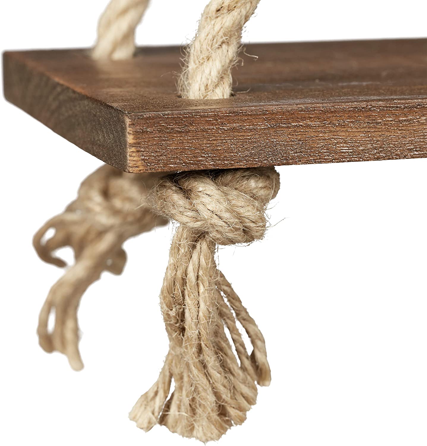 1 Etagère murale suspendue en bois Naturelle avec corde de jute